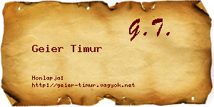 Geier Timur névjegykártya